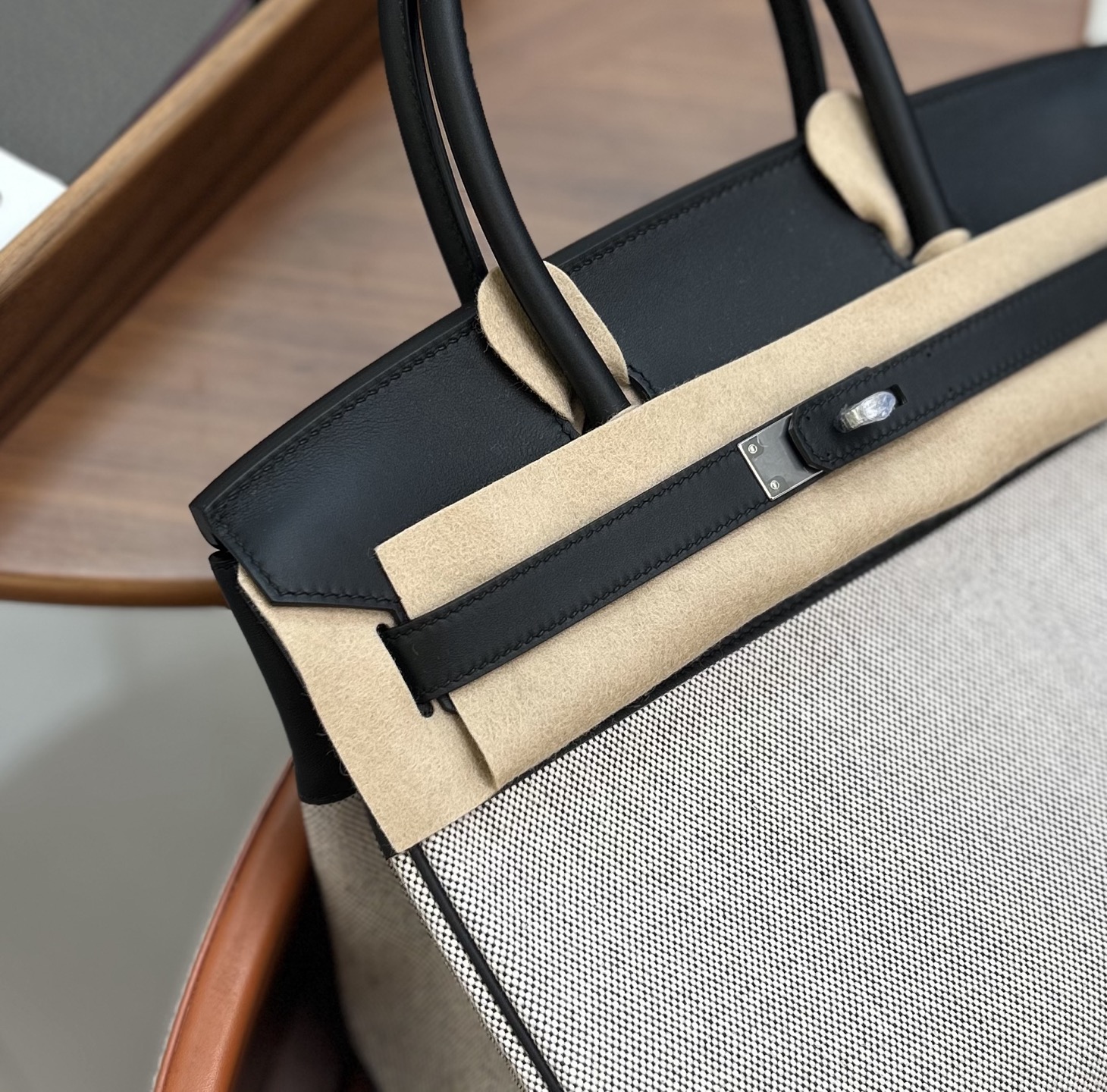 bk30 黑色帆布拼皮银扣 新做到货～