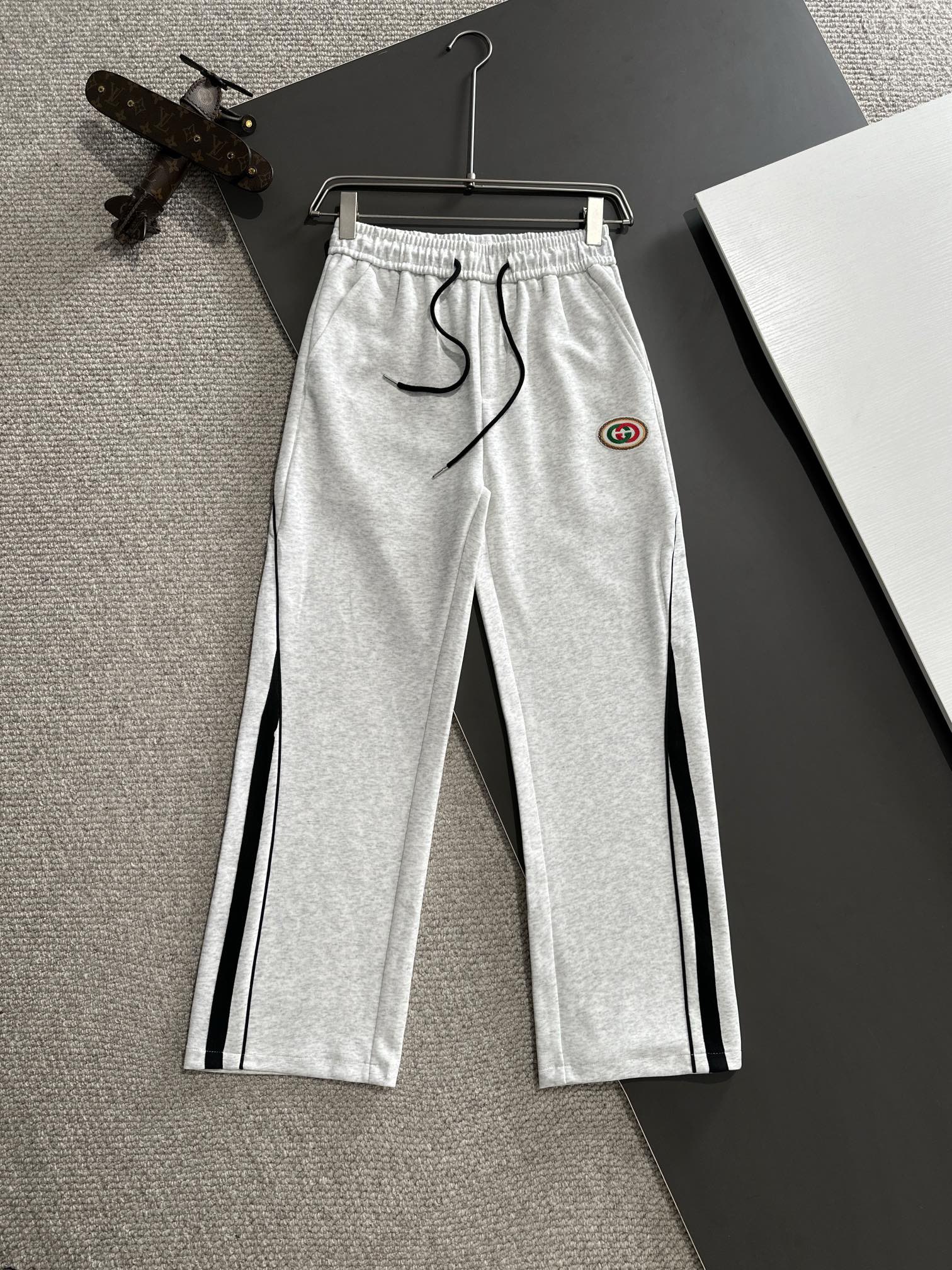 Envío al día siguiente Gucci 2024 Otoño/Invierno nuevos pantalones casuales con cintura elástica, tela personalizada de…