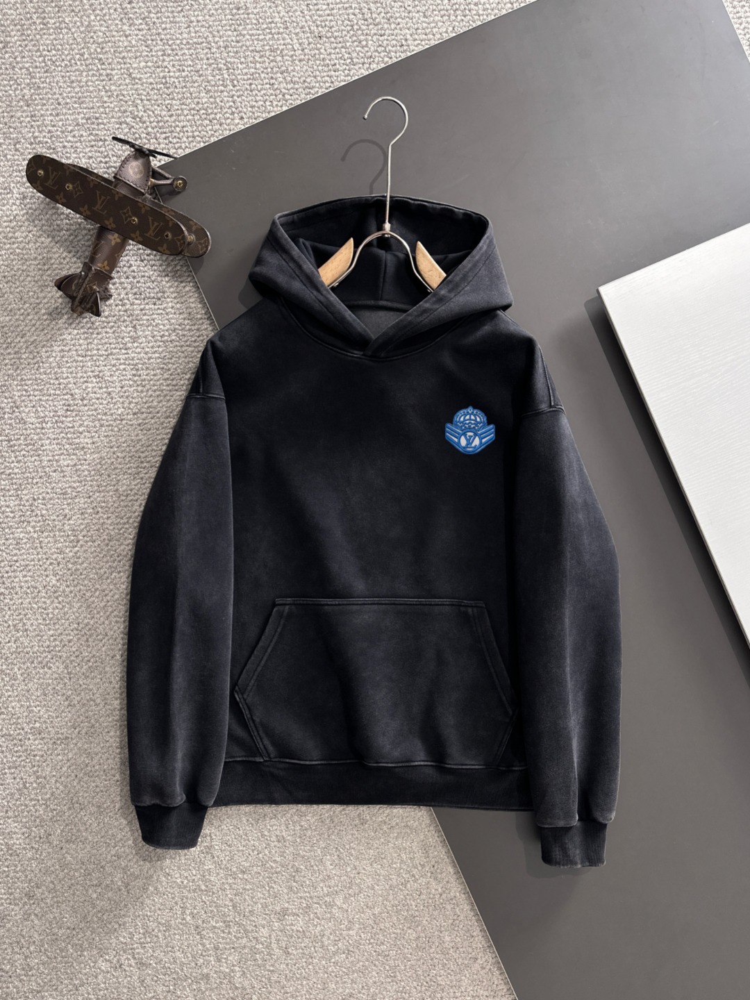 Louis Vuitton Vintage-Wash Cotton-Blend Jersey Hoodie Pullover Sweatshirt