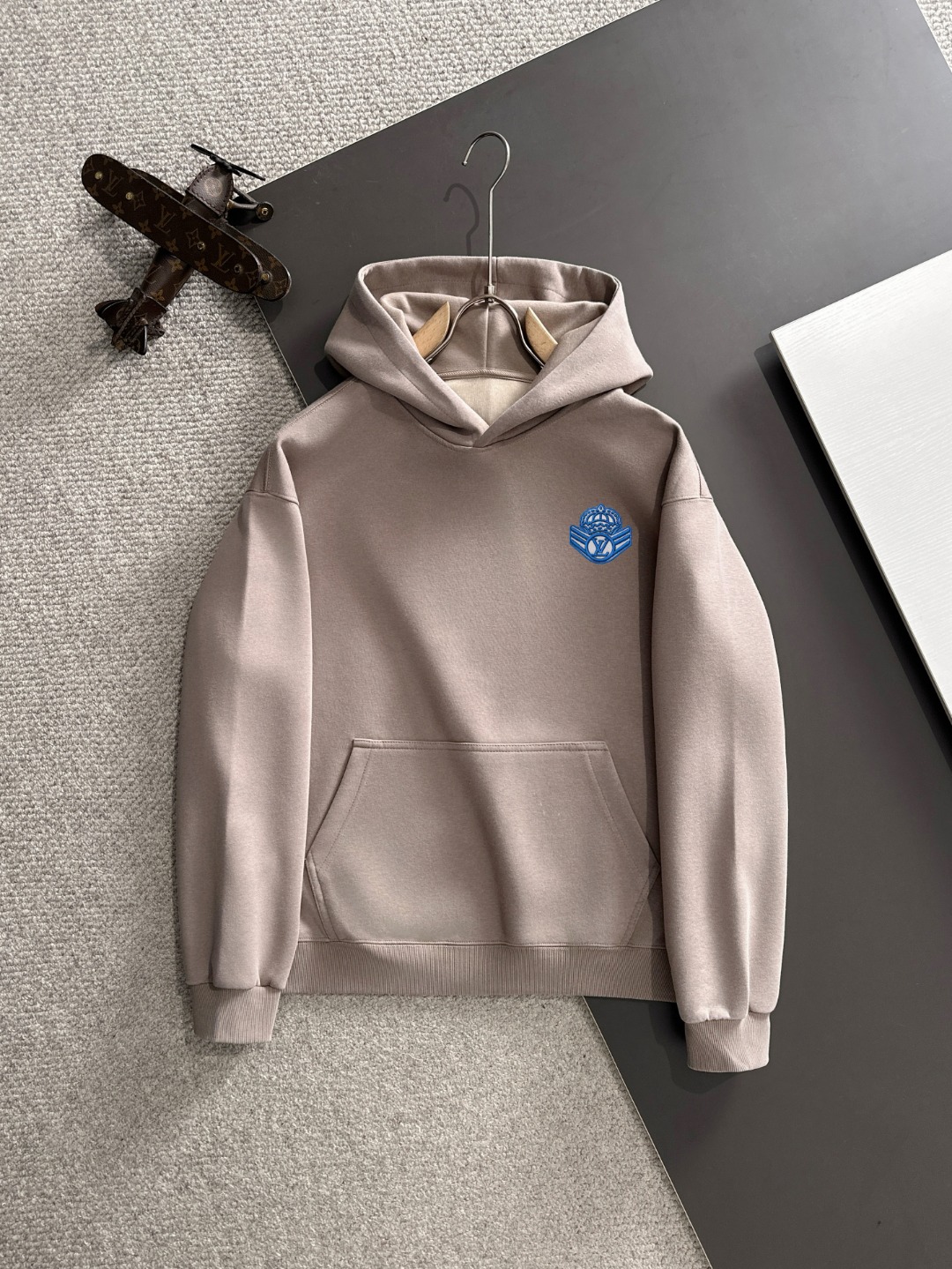 Louis Vuitton Inspired Vintage-Wash Hoodie, Unisex, Premium Cotton-Linen Blend