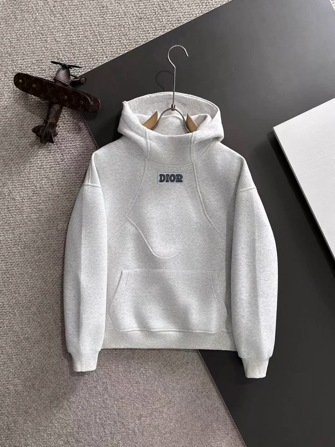 Dior Cotton Fleece Hoodie for Men and Women | Casual Pullover Sweatshirt