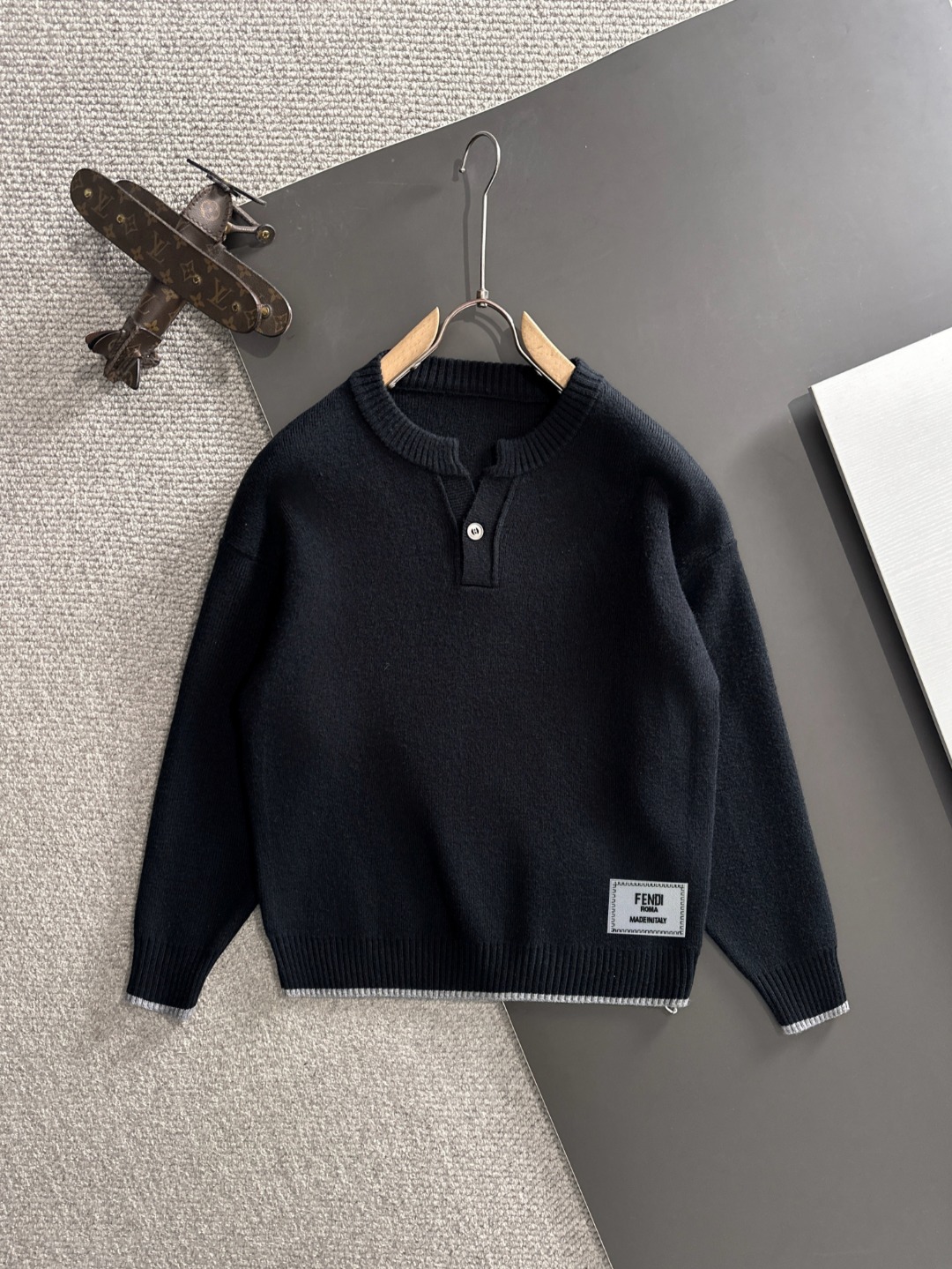 Fendi Wool-Blend Knit Sweater with Embroidered Logo, Winter Collection