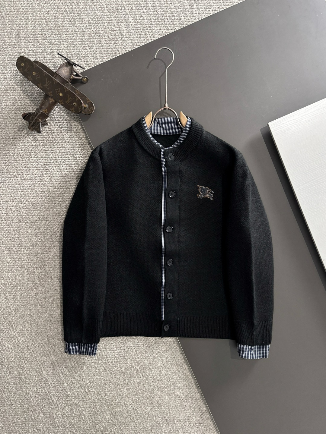 Burberry Wool Blend Knit Cardigan Embroidered Logo, Men's Winter Sweater