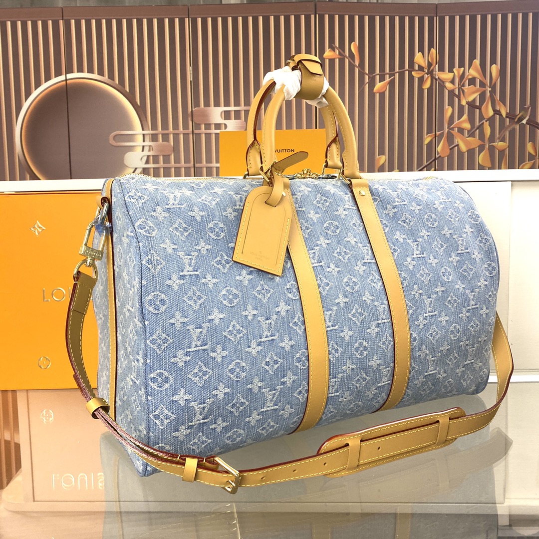 Louis Vuitton Keepall Bandoulière 45 Denim Travel Bag - Light Blue 3 i1720459064 2345 5