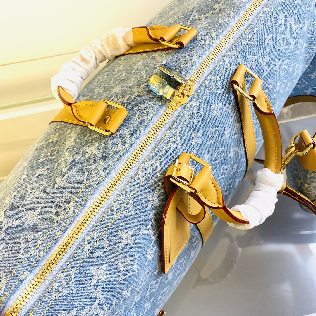 Louis Vuitton Keepall Bandoulière 45 Denim Travel Bag - Light Blue 9 i1720459064 324 2