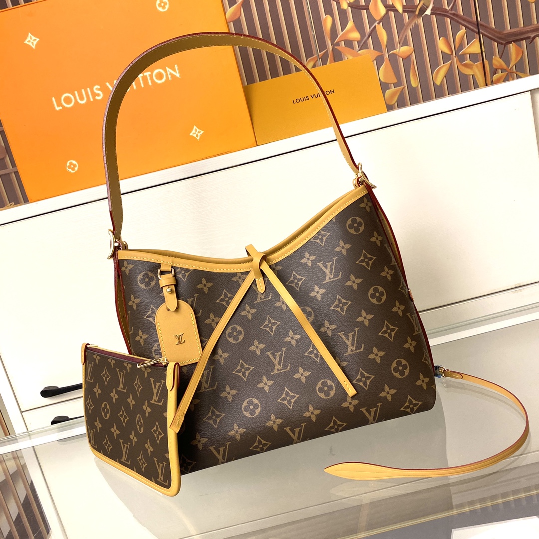 Louis Vuitton CarryAll Small Handbag Monogram Canvas Leather Trim Brown 3 i1720797639 5012 7