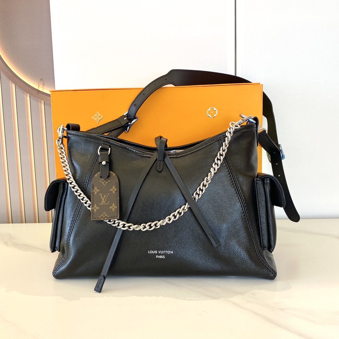 Louis Vuitton CarryAll Cargo Small Black Leather HandBag 33.5x23x15cm 1 i1725001155 136 7