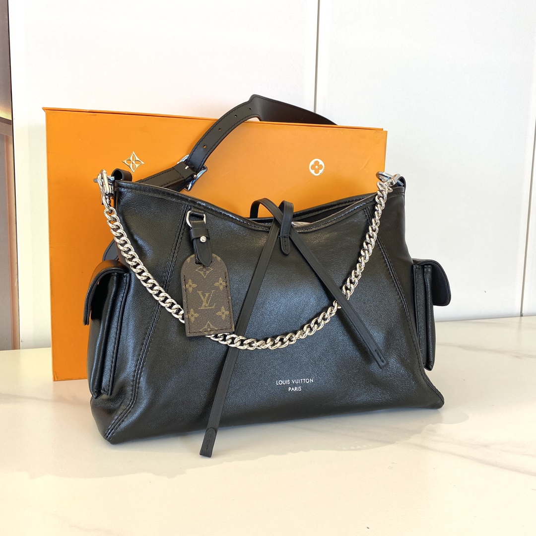 Louis Vuitton CarryAll Cargo Small Black Leather HandBag 33.5x23x15cm 3 i1725001155 2426 5