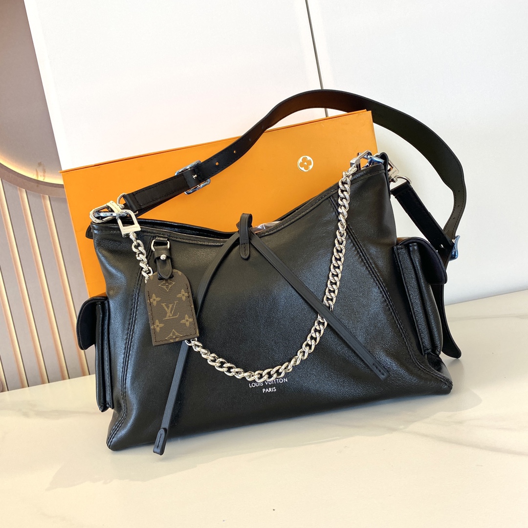 Louis Vuitton CarryAll Cargo Small Black Leather HandBag 33.5x23x15cm 2 i1725001155 592 3