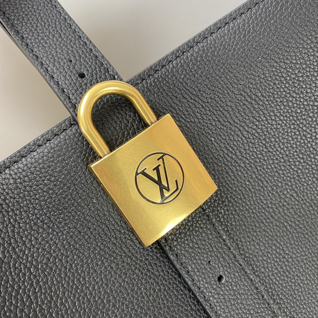 Louis Vuitton Low Key Cabas Medium Handbag, Black Leather Tote with Lock 3 i1725431341 1993 1
