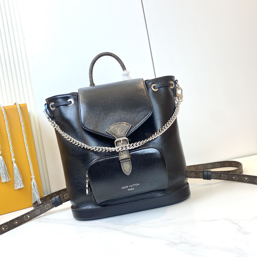Louis Vuitton Montsouris PM Black Leather Backpack for Women, 28 x 30 x 18 cm 3 i1725984829 5751 2