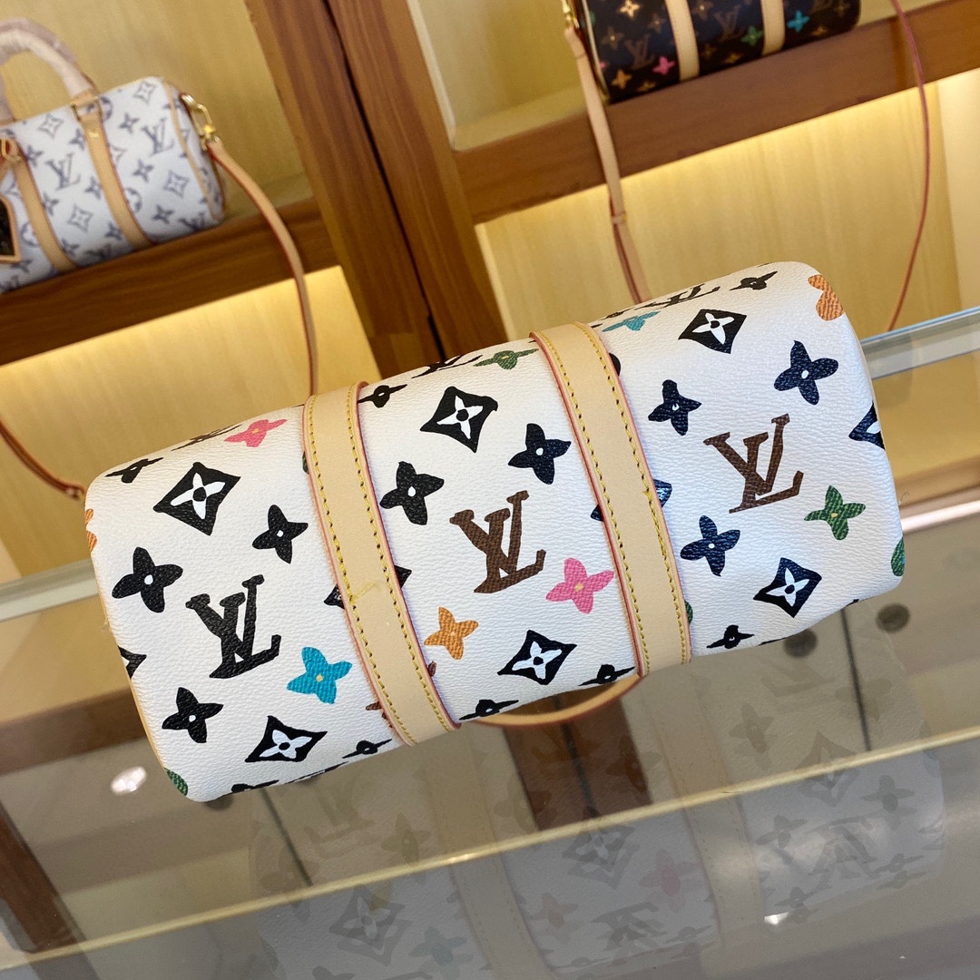 双面变色皮,,M24424 M24849老花彩菊本款 Keepall 25 手袋取材 Monogram