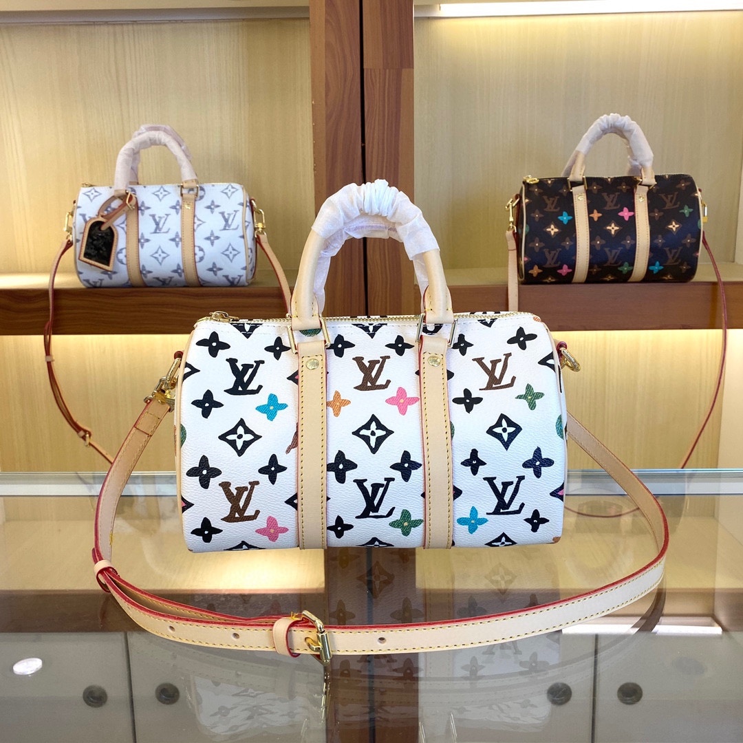 双面变色皮,,M24424 M24849老花彩菊本款 Keepall 25 手袋取材 Monogram