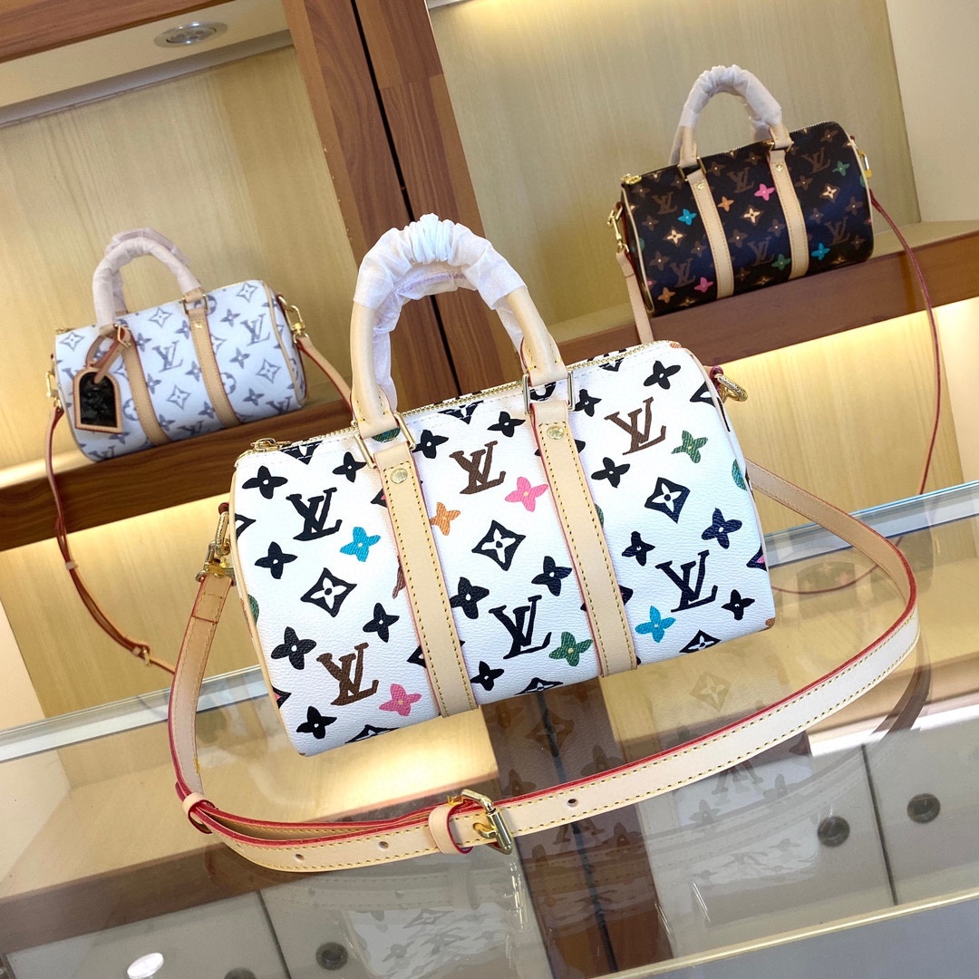 双面变色皮,,M24424 M24849老花彩菊本款 Keepall 25 手袋取材 Monogram