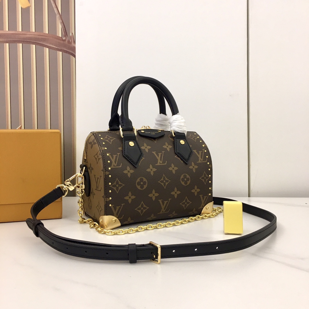 Louis Vuitton Speedy 20 Handbag - Monogram Canvas & Black Leather Trim 4 i1733993788 4048 5