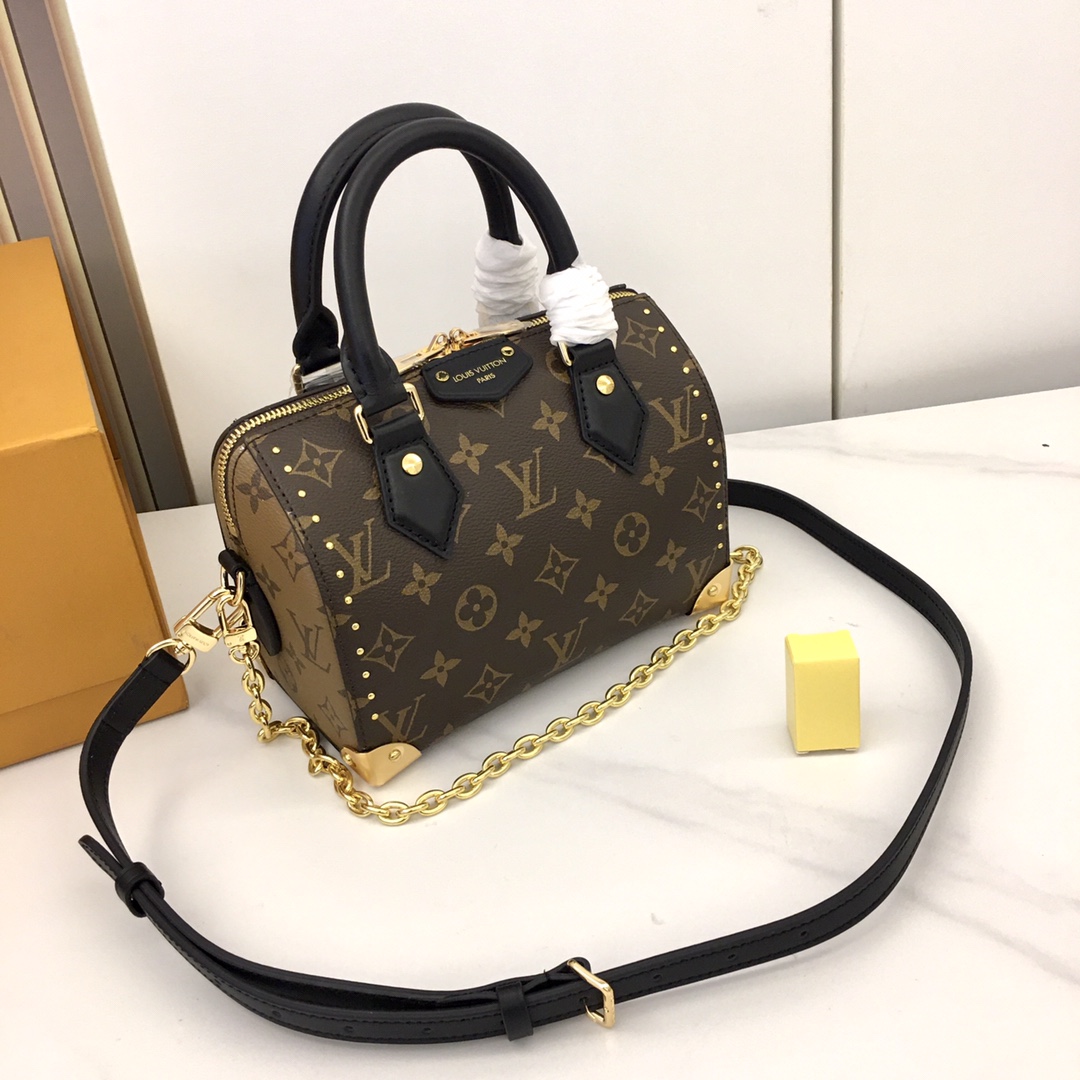 Louis Vuitton Speedy 20 Handbag - Monogram Canvas & Black Leather Trim 8 i1733993788 9201 1