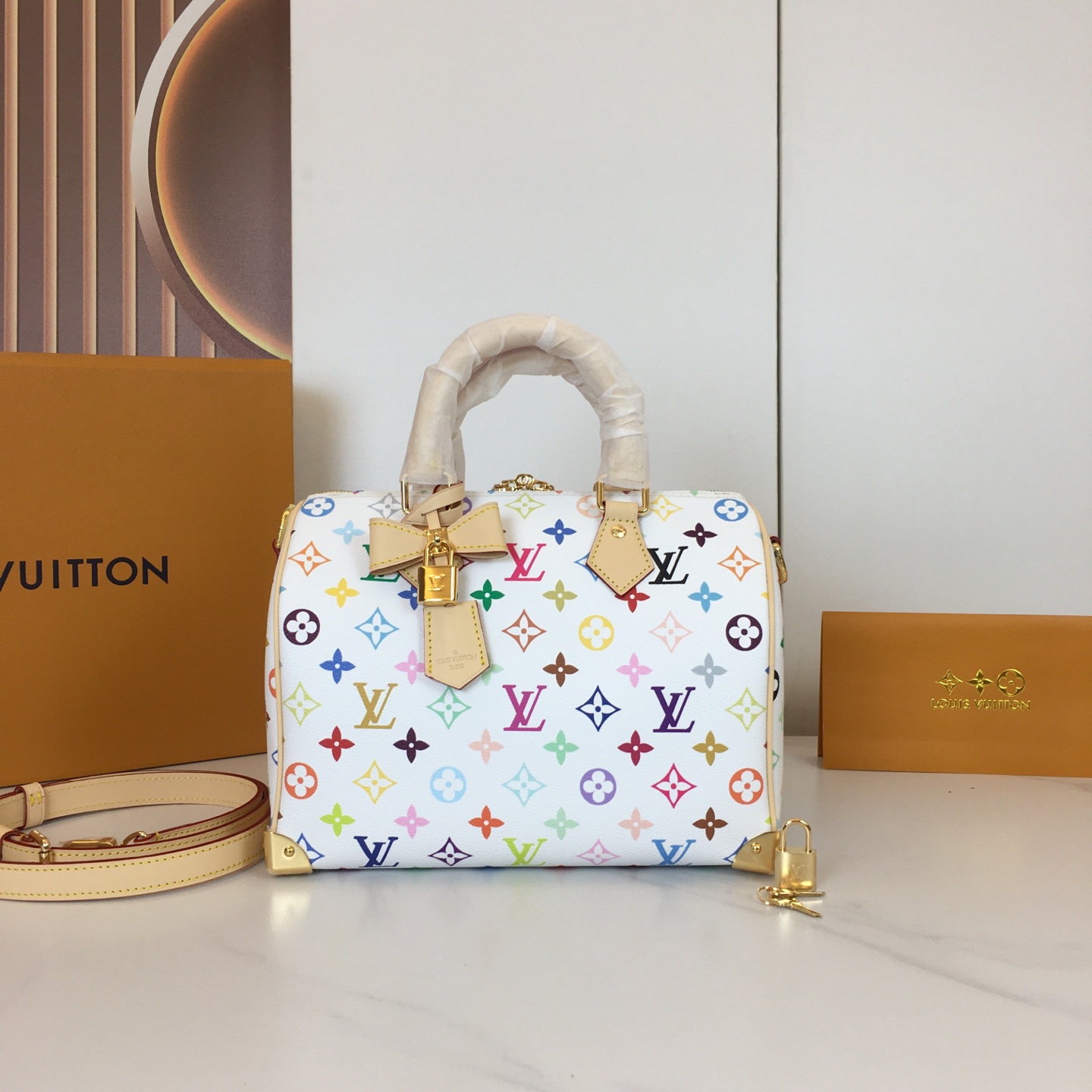 Louis Vuitton Speedy Bandoulière 25 Murakami Takashi White Multicolor Monogram