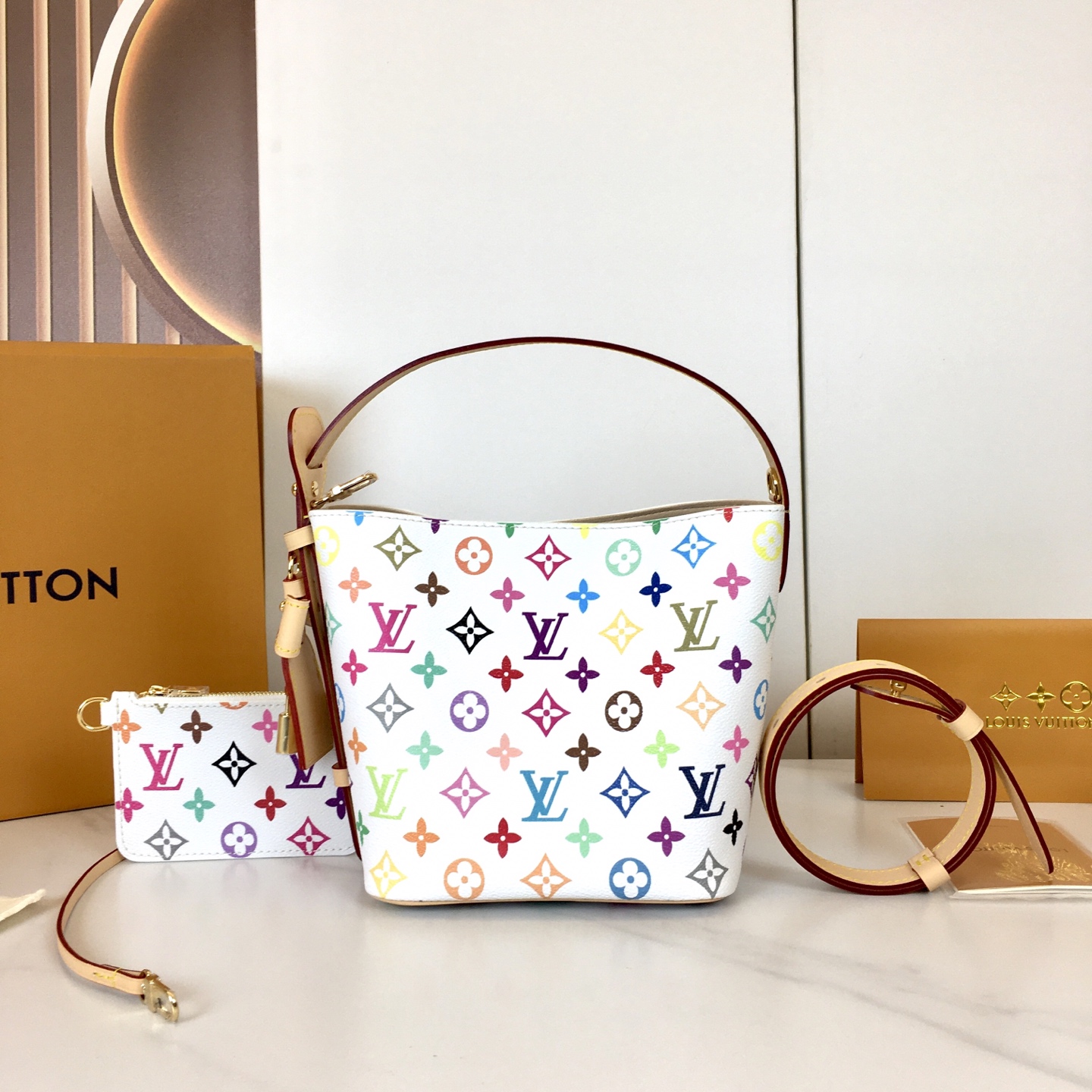 Louis Vuitton All In BB Handbag Multicolor Monogram Canvas Leather Trim