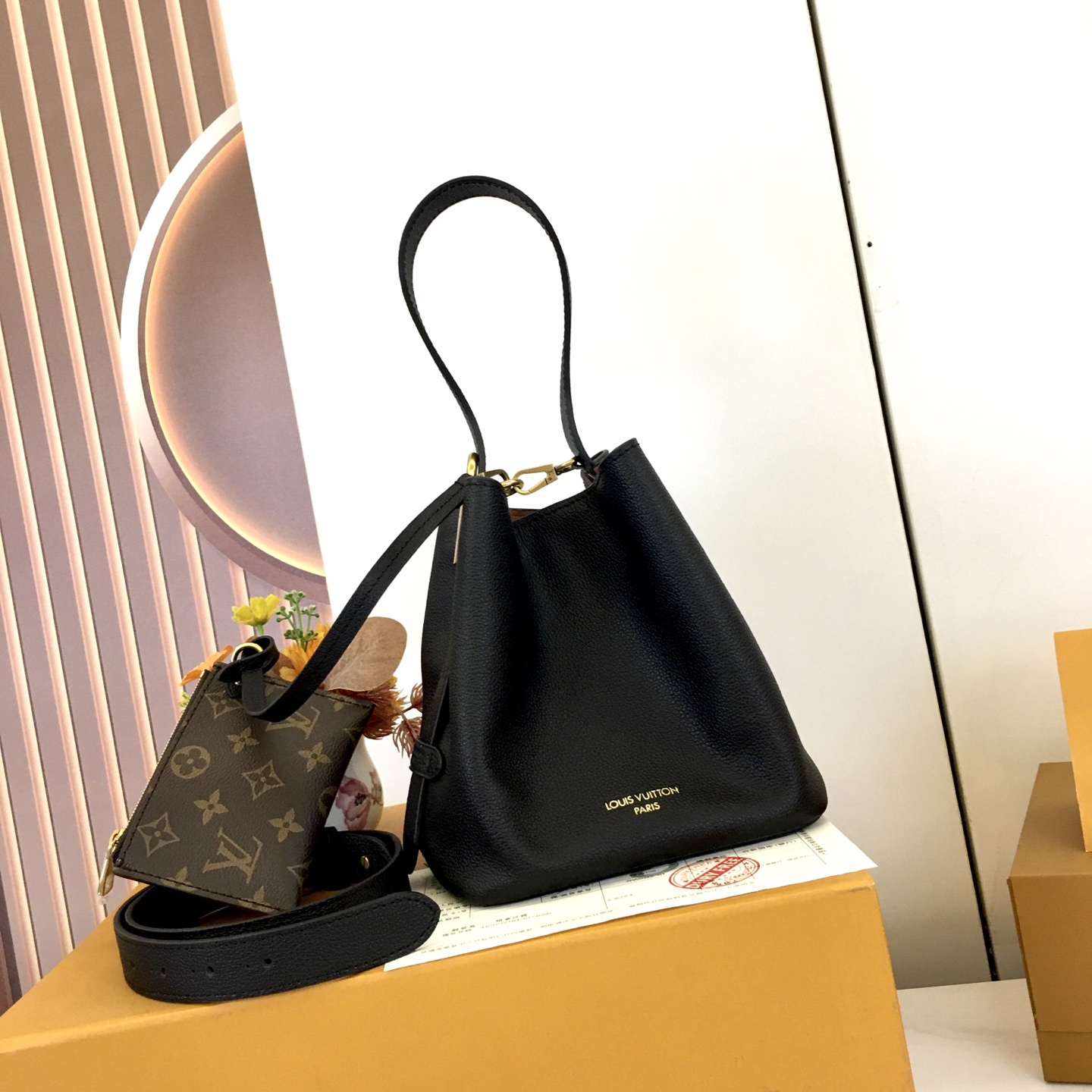 Louis Vuitton Low Key All In BB Black Leather Bucket Bag, 18 x 12 x 16 cm 2 i1752602157446 5183 0 1