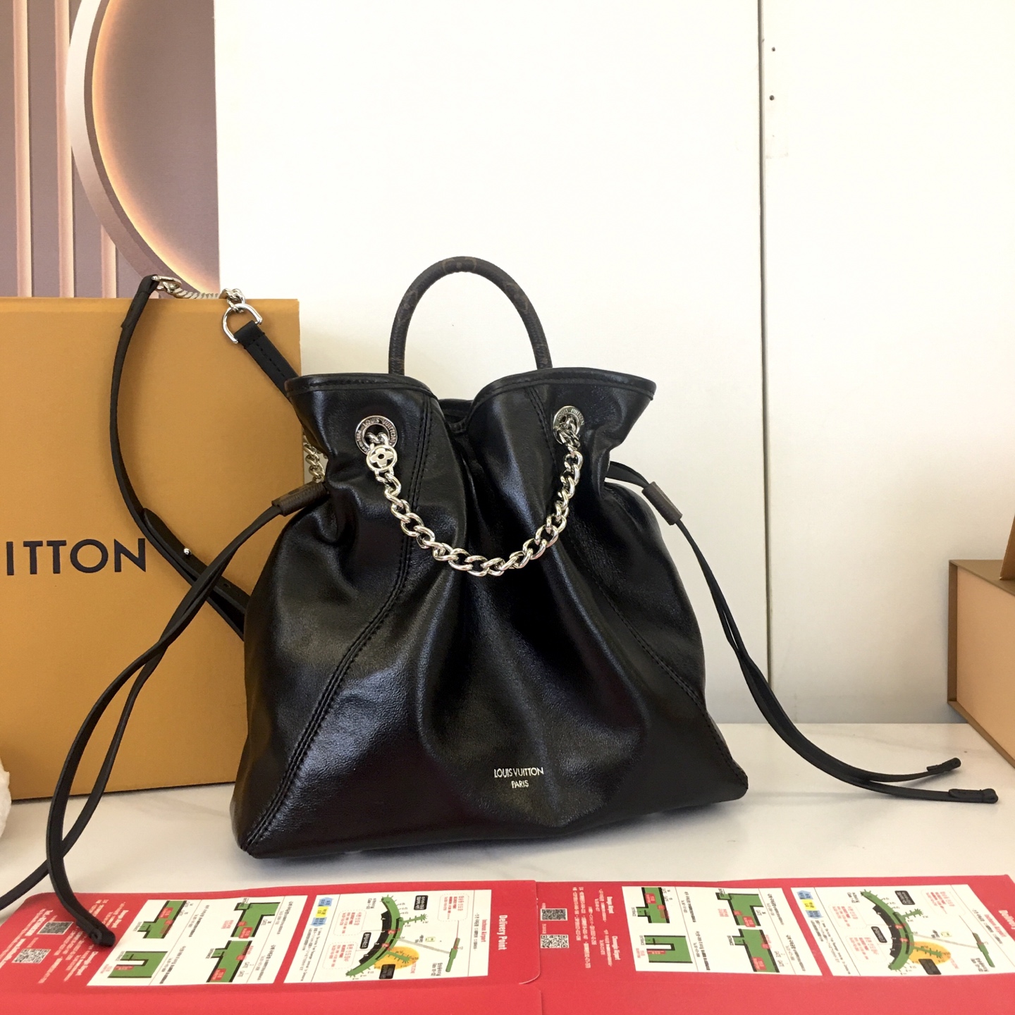 Louis Vuitton Off Duty MM Black Leather Hobo Bag with Silver Chain - M25522 3 i1754937913300 6199 0 1