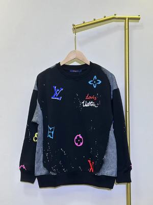 Louis Vuitton Clothing Sweatshirts Black Doodle White Printing Cotton Fall/Winter Collection