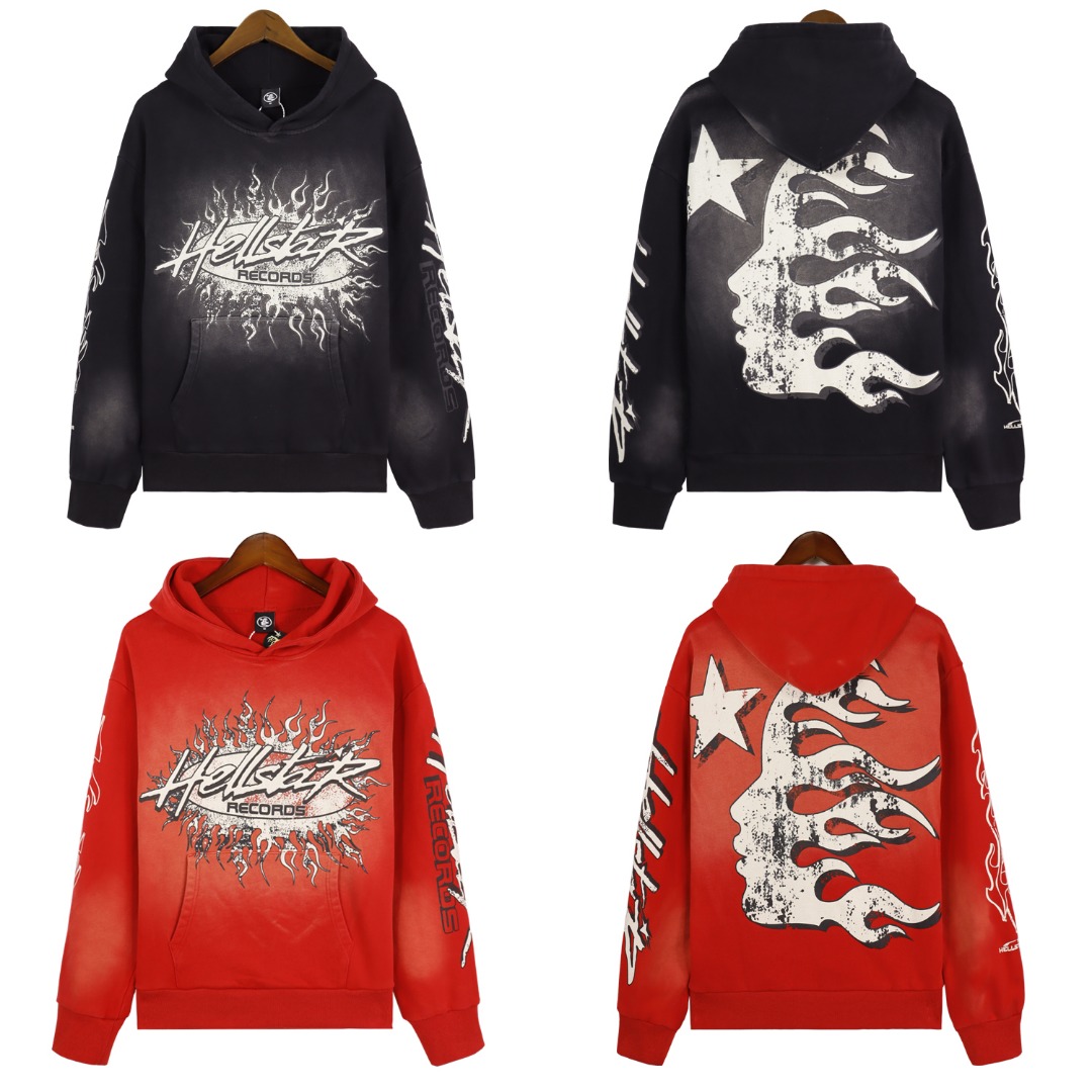 Hellstar Water-Washing Hoodie in 360g Fabric, Available in Black and Red, Sizes S-XL - 图片 2