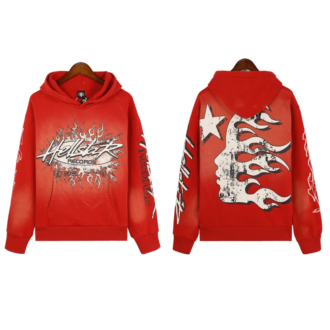 Hellstar Water-Washing Hoodie in 360g Fabric, Available in Black and Red, Sizes S-XL - 图片 4