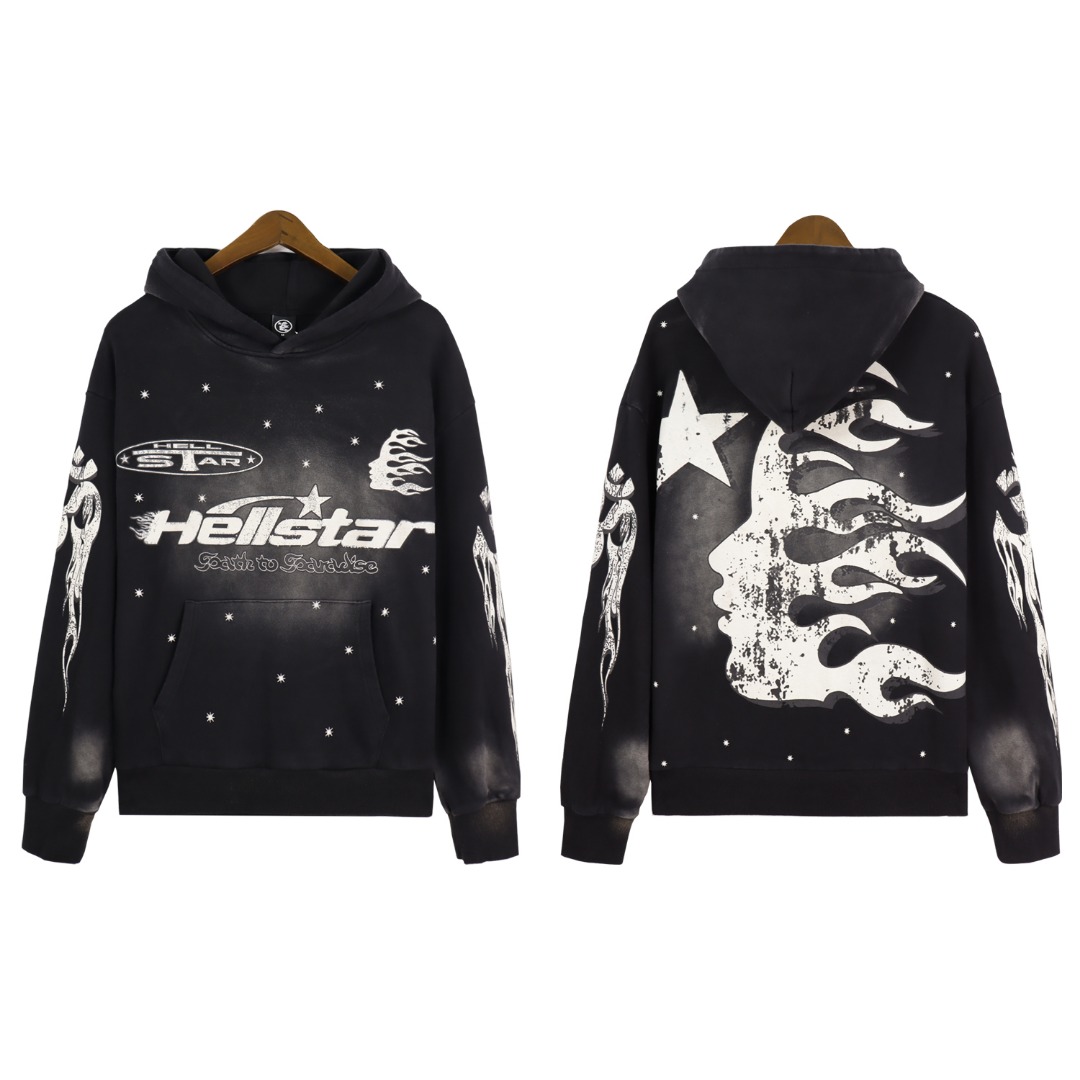 Hellstar Water-Washing Hoodie in 360g Fabric, Sizes S-XL, Code: BR 5630 - 图片 2