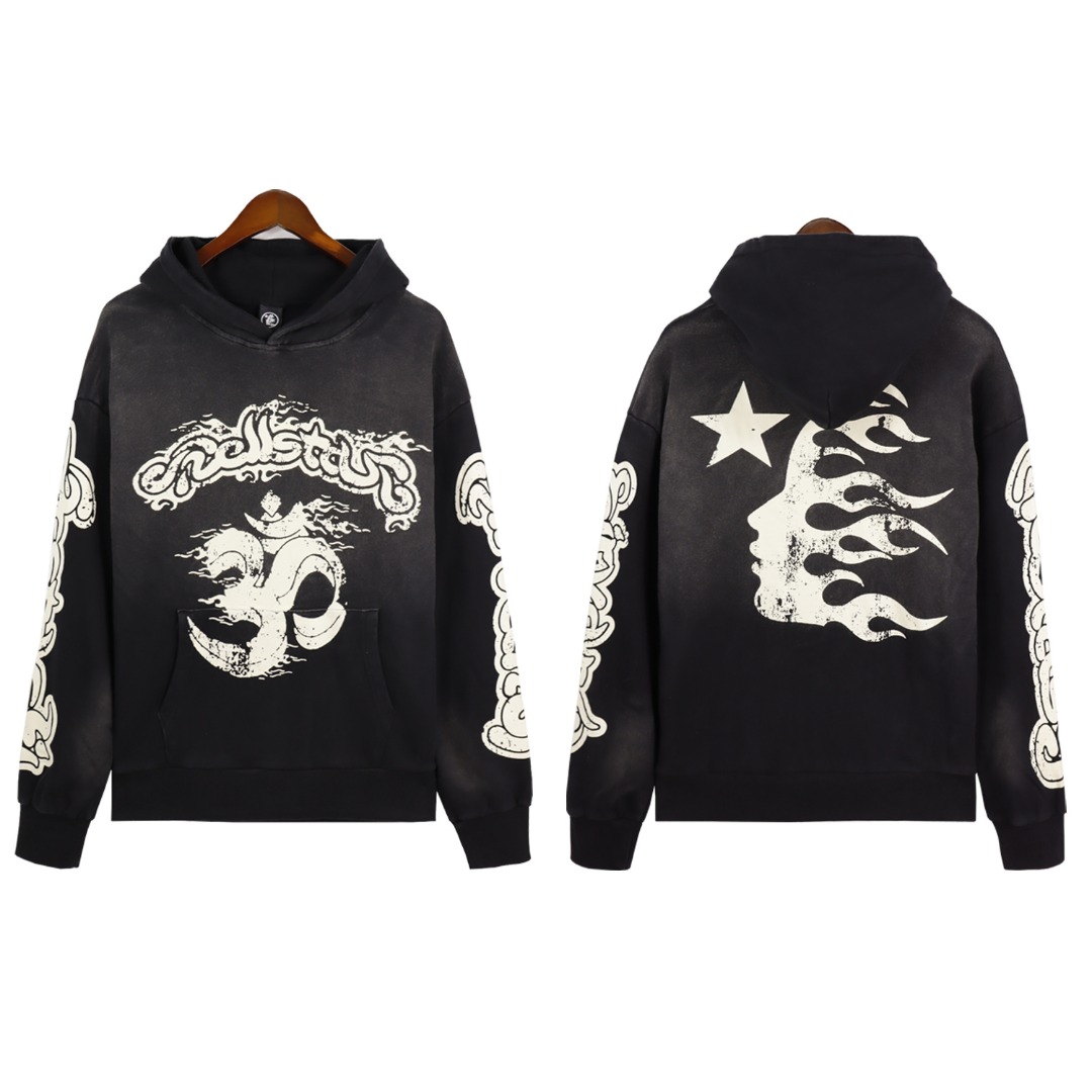 Water-Washing Hoodie: Hellstar Back-to-Earth Collection, 360g Fabric, Multiple Colors & Sizes - 图片 2