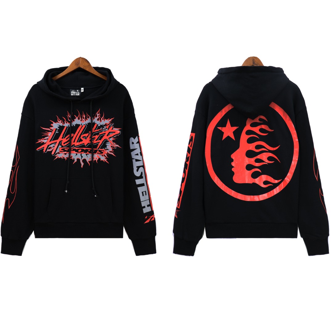 Hell Star’s 360g Fabric Hoodie in Black, Sizes S-XL, Code BR 5650.