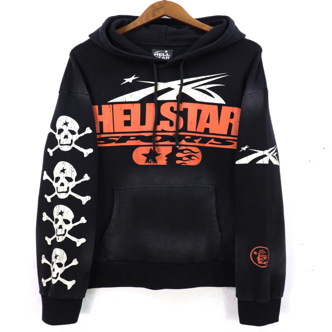 Hellstar Water-Washing Hoodie in Black and Almond, 360g Fabric, S-XL Sizes. - 图片 4