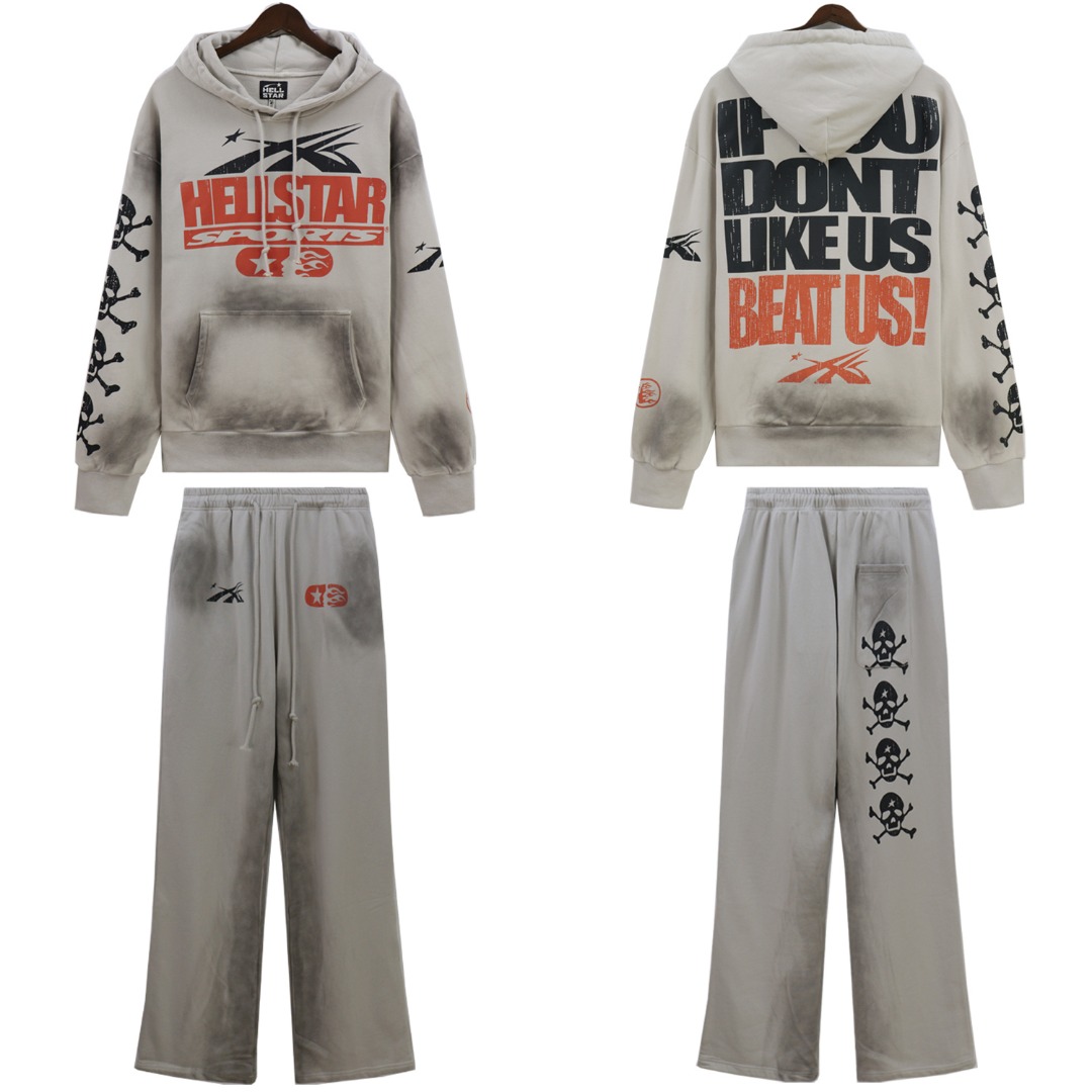 Hellstar Water-Washing Hoodie in Black and Almond, 360g Fabric, S-XL Sizes. - 图片 3