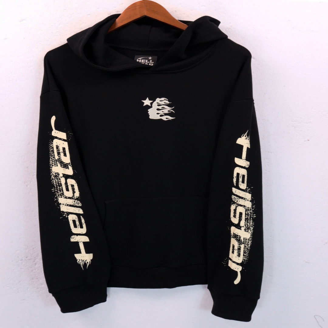 Hellstar Hoodie in Almond, Black, and Yellow; 360g Water Wash Fabric, Sizes S-XL - 图片 8
