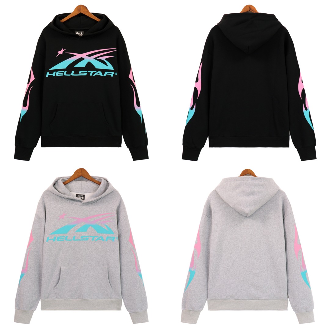 Hellstar Hoodie: BR 5659, 360g Fabric, Black Ash, Sizes S-XL