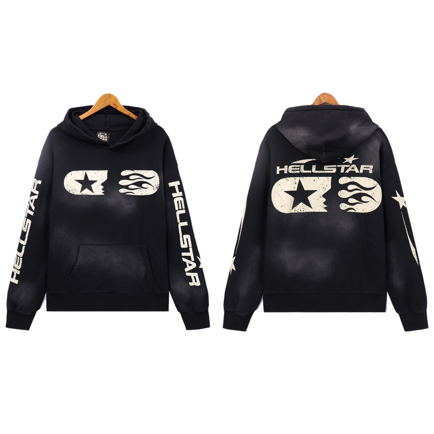 Water-Washing Hell Star Hoodie in 360g Fabric, Sizes S-XL, Multiple Colors - 图片 3