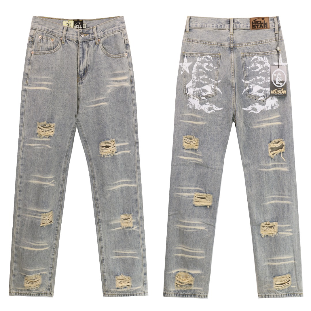 Cowboy Fabric: The Real Hellstar in Washing Blues, Sizes SM-XXXL