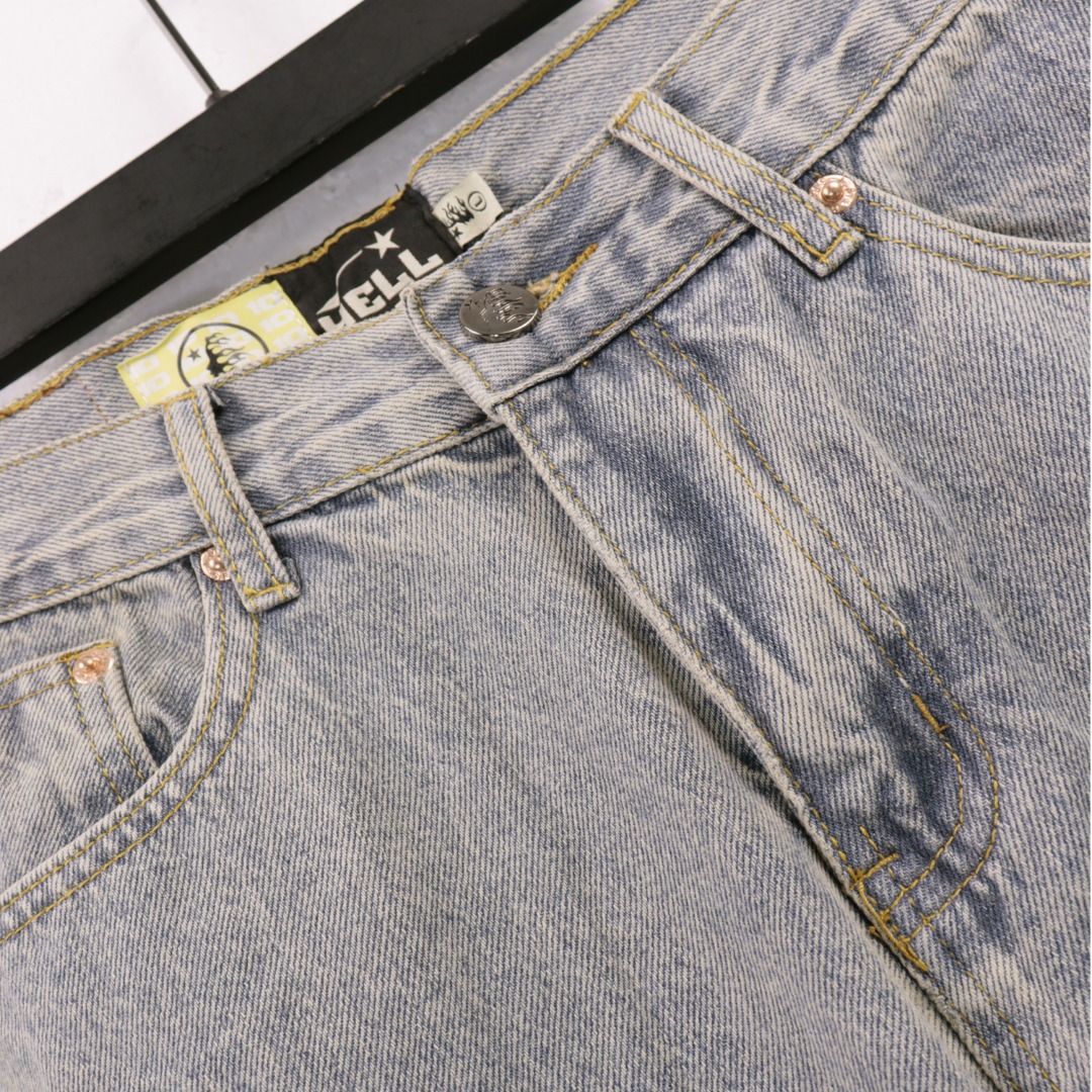 Cowboy Fabric: The Real Hellstar in Washing Blues, Sizes SM-XXXL - 图片 4