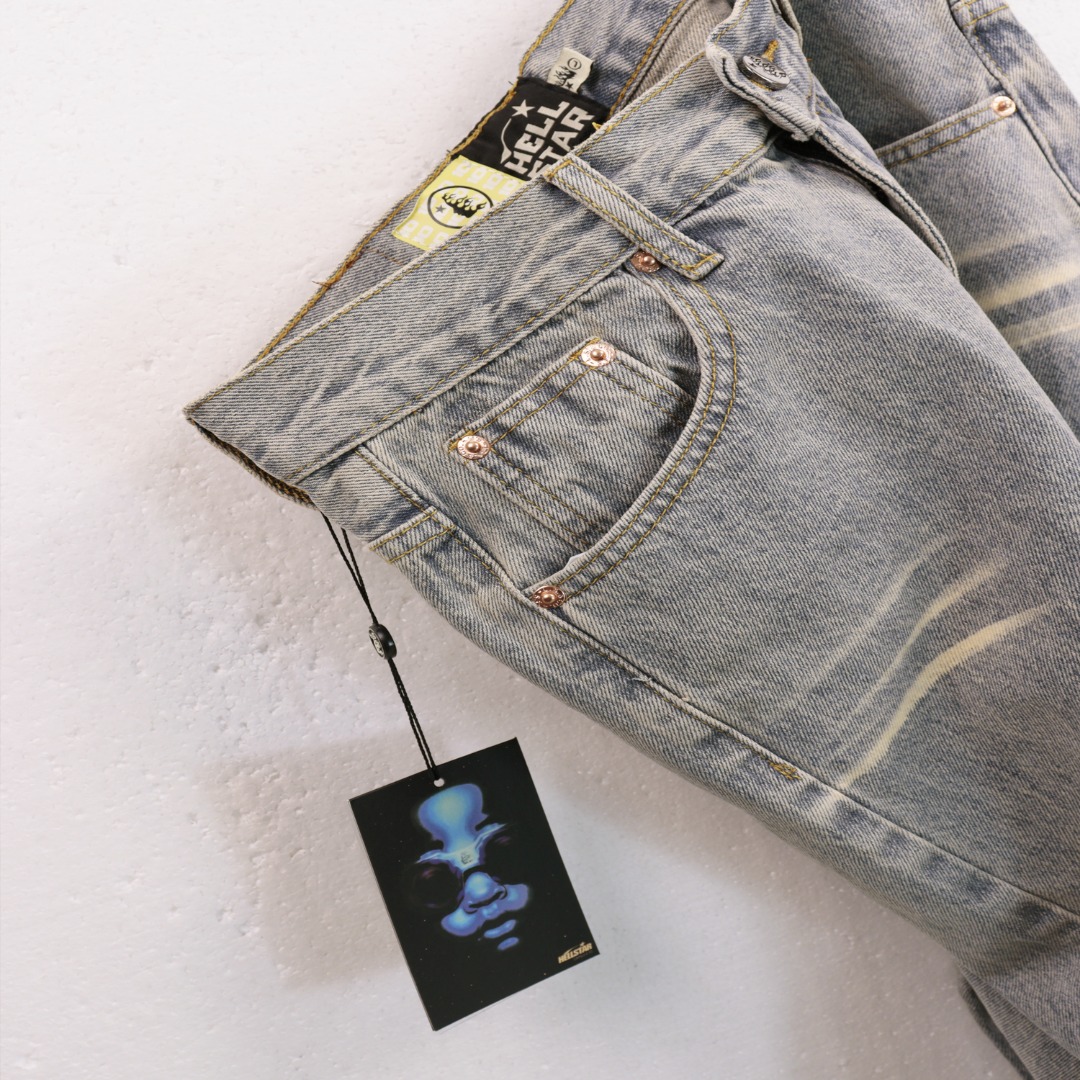 Cowboy Fabric: The Real Hellstar in Washing Blues, Sizes SM-XXXL - 图片 8