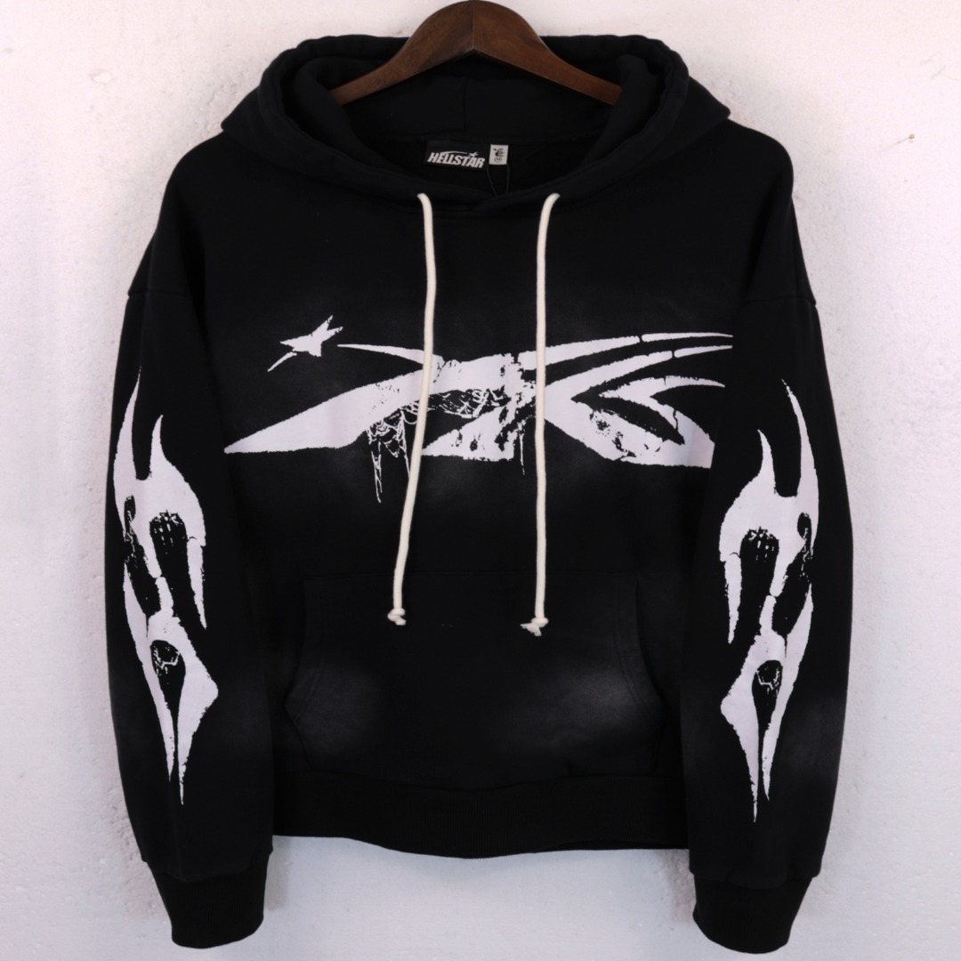 Hellstar Water-Washing Hoodie in 360g Fabric, Sizes S-XL, Code BR5668 - 图片 4