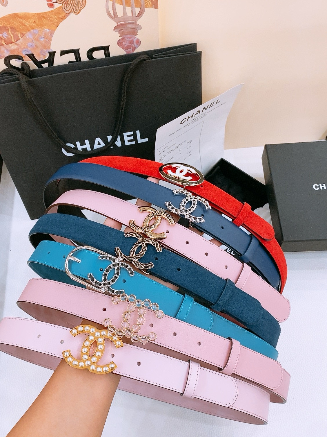 -Chanel 小牛皮 与 羊皮 黄铜金属 手感柔软 舒适 3.0cm 