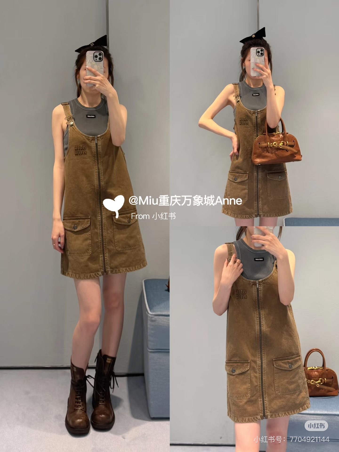 NO:329687,Miu Mi* 25 spring and summer new style Gao Zhigan Academy style letters logo patch embroidered washing denim strap skirt. Original development!  High-end production!  The zipper design is easy to put on and take off. The brown color adds a bit of softness and gentleness. The high-waist design lengthens the leg lines. The A-shaped style covers the flesh and makes you look slim, retro and playful!  Spot SML, miumiu, skirts, alexander wang19860909批Miu Mi* 25春夏新款 高智感学院风字母徽标贴布绣水洗牛仔背带裙.原版开发！高版出品！ 拉链设计穿脱方便 咖色又添了几分软糯温柔,高腰设计拉长腿部线条,A字版型遮肉又显瘦,复古又不失俏皮感！ 现货SML,,miumiu,skirts,alexander wang,Women's clothing