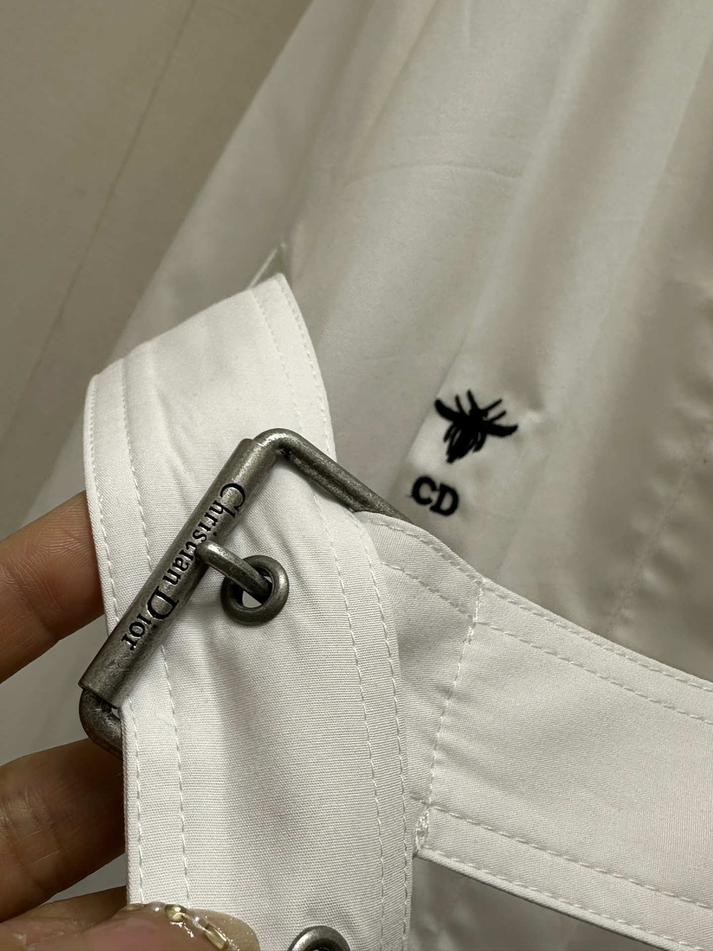 Dior Inspired Off-Shoulder Cotton Dress with Bee Emblem, Chic and Comfortable 5 i1743776613 3860 7