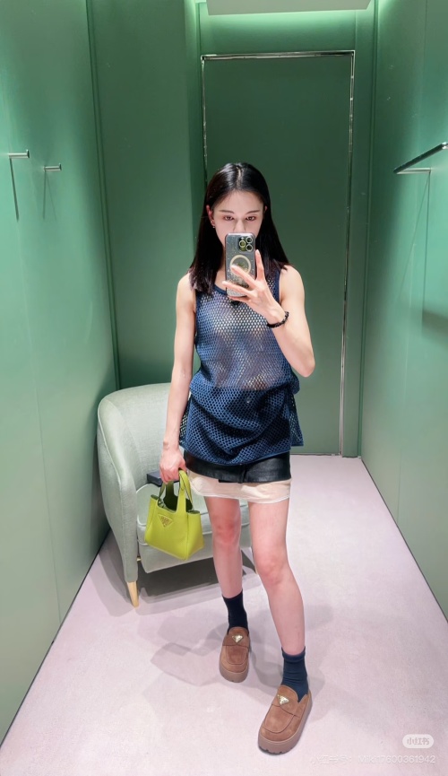 Prada Spring/Summer Navy Mesh Two-Piece Dress with Apricot Lining 1 Prada Spring/Summer Navy Mesh Two-Piece Dress with Apricot Lining