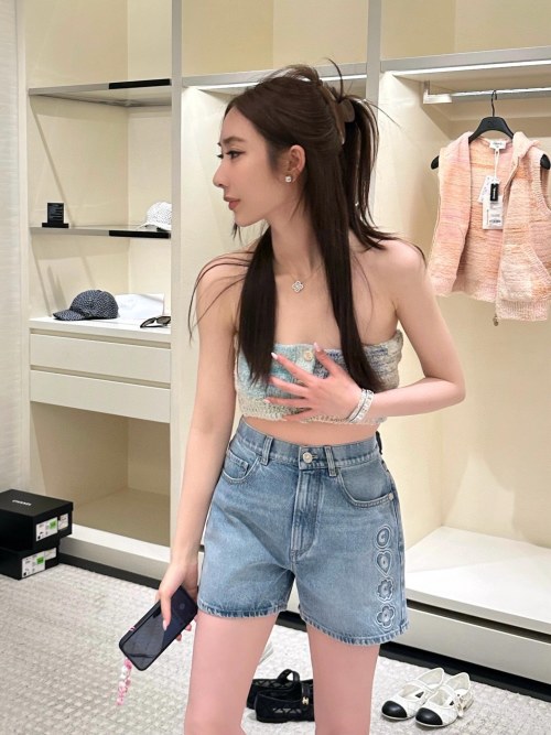 Chanel Embroidered Denim Shorts - Spring/Summer Collection 1 Chanel Embroidered Denim Shorts - Spring/Summer Collection