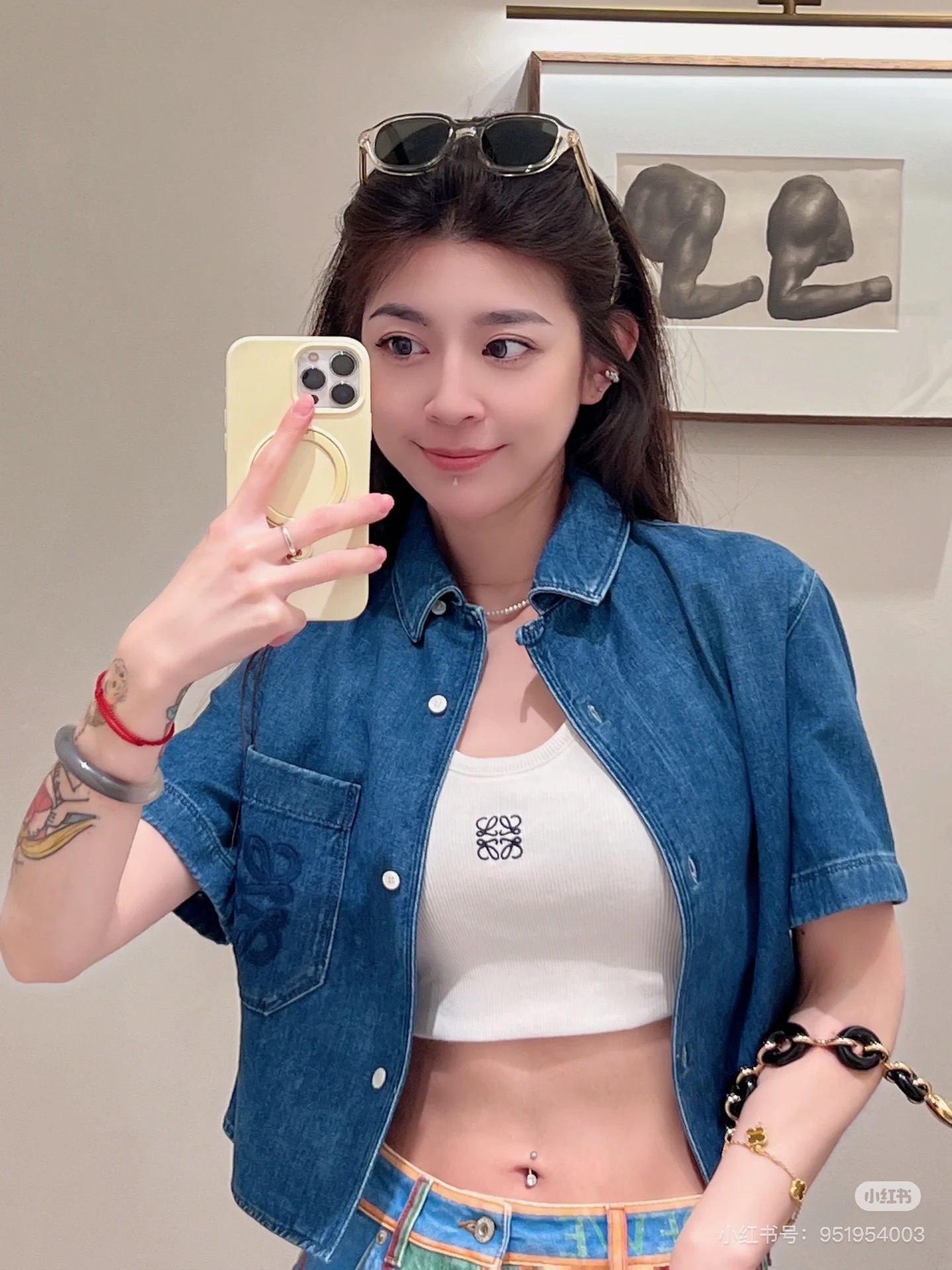 로에베 빈티지 워시드 데님 크롭 셔츠 상세 이미지 5