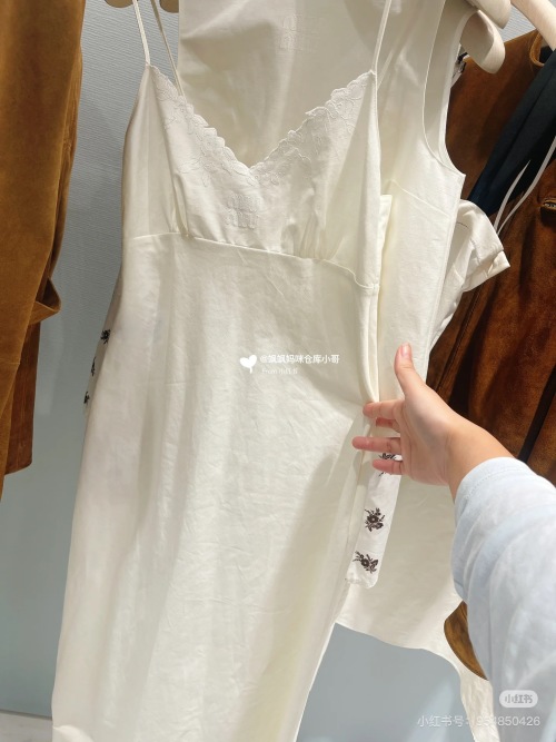 Miu Miu Embroidered Cotton-Linen Blend Camisole Dress With Lace Trim 1 Miu Miu Embroidered Cotton-Linen Blend Camisole Dress With Lace Trim