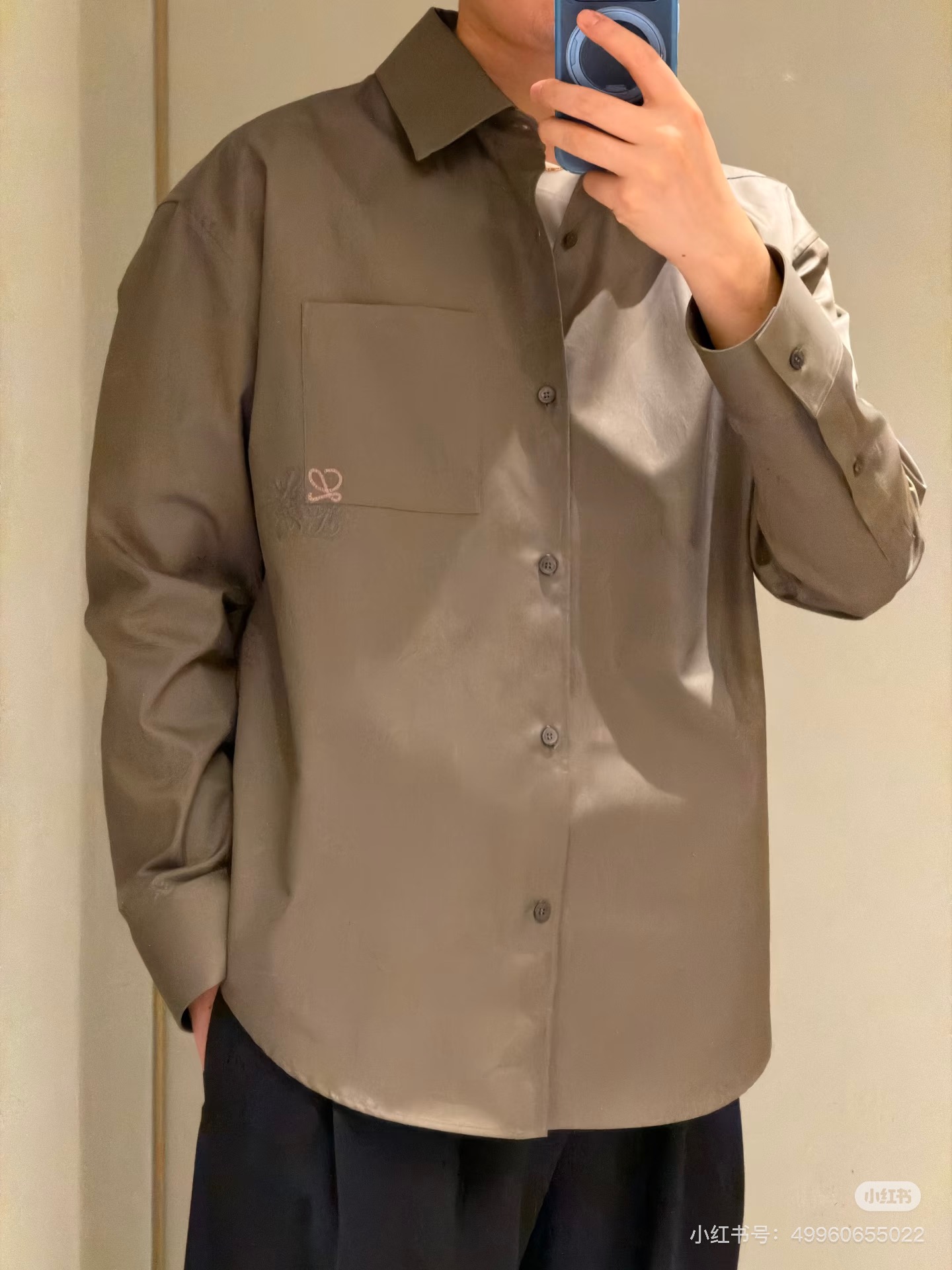 로에베 컬러 블록 자수 카라 셔츠 상세 이미지 7