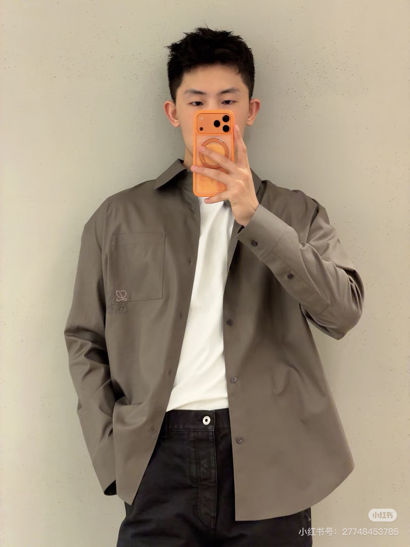 로에베 컬러 블록 자수 카라 셔츠 상세 이미지 2