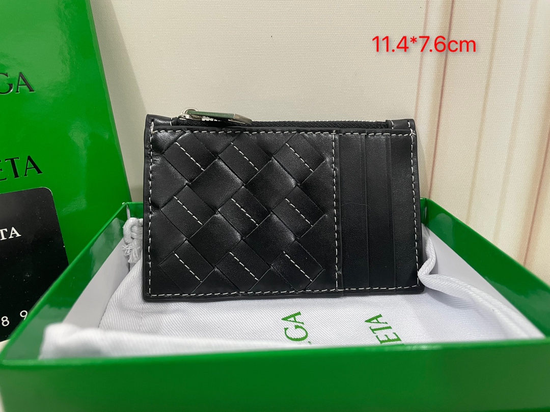 Porte-cartes en cuir tressé Intreccio 3 emplacements poche centrale