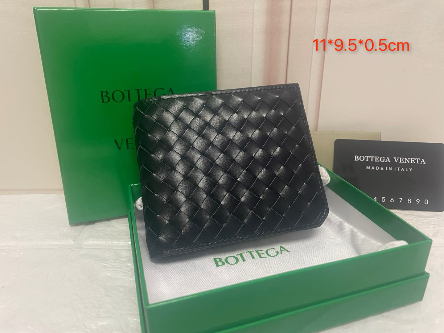 Bottega Veneta Leather Woven Compact Wallet 8 Card Slots